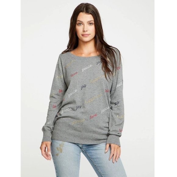 CHASER "Peace, Love, Joy, Happiness Sweater - Picture 1 of 5